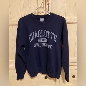 Navy Charlotte Athletic Department Sweatshirt - Unisex Size Small